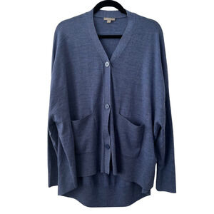 COS Oversized 100% Wool Academic Style Blue Cardigan Size M
